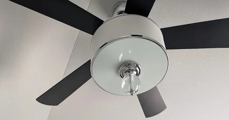 Ceiling fan installed and mounted flush to the ceiling