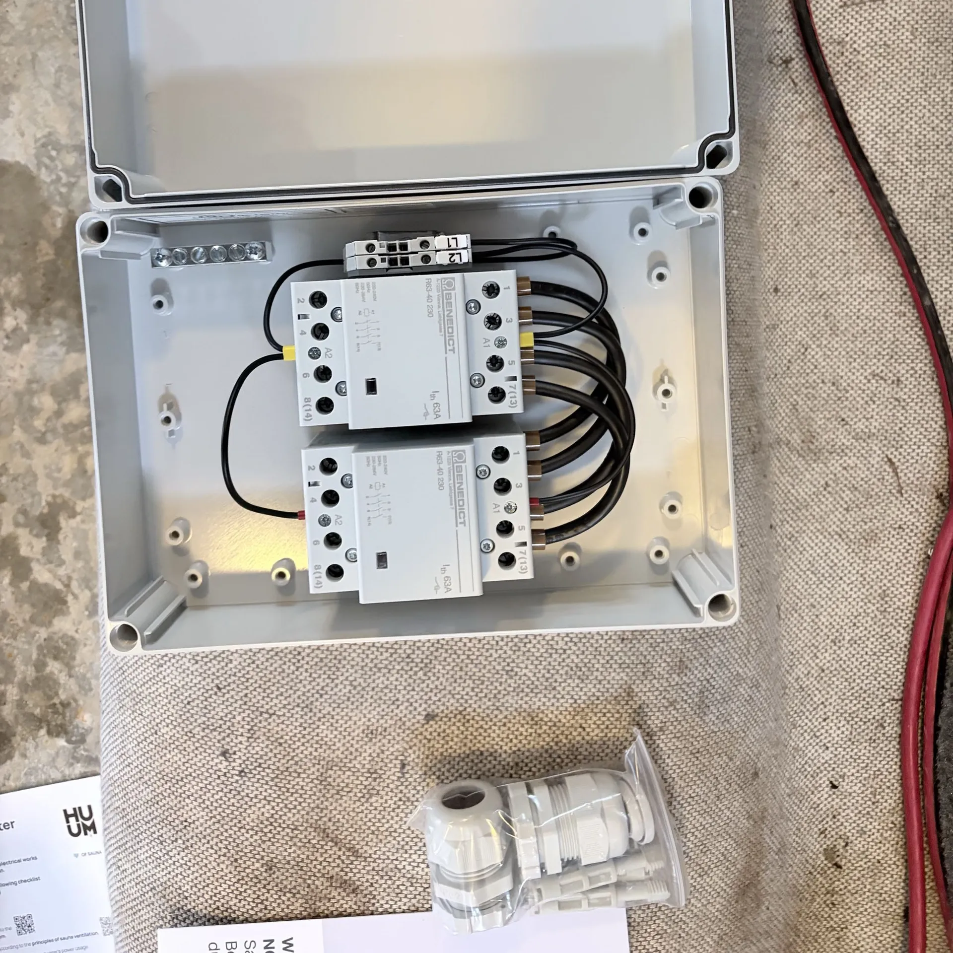 Close-up of the wiring landed inside a spa controller