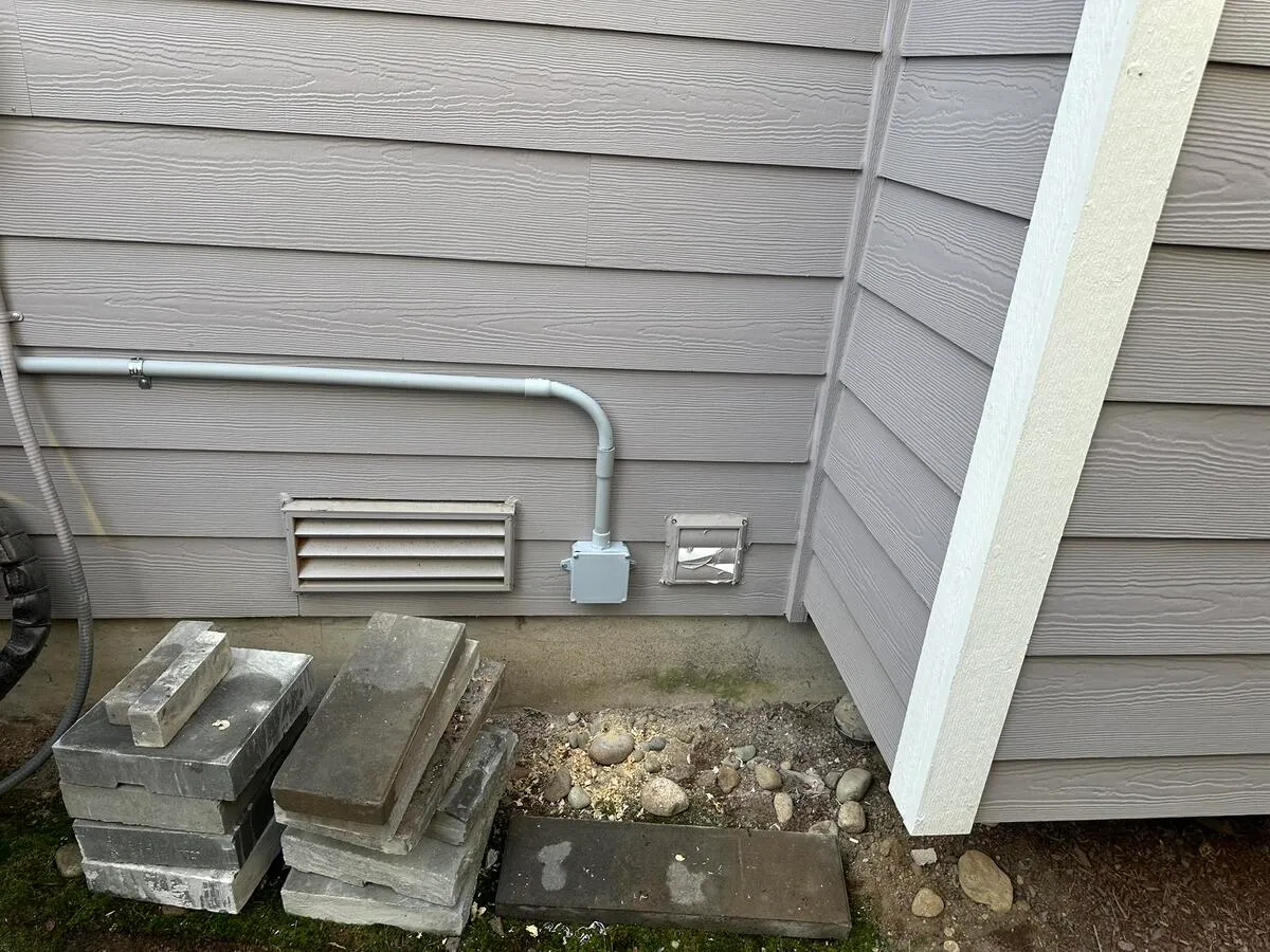 Start of the conduit run from the electrical panel
