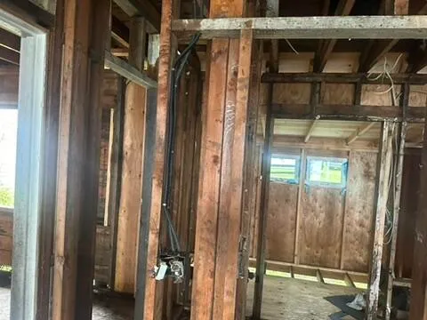 Electrical boxes installed with new wiring in the third room