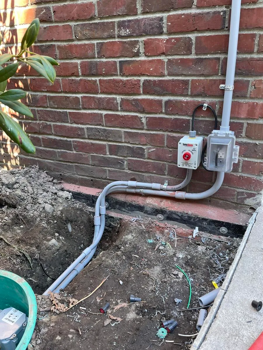 View from the disconnect showing the trenched conduit path