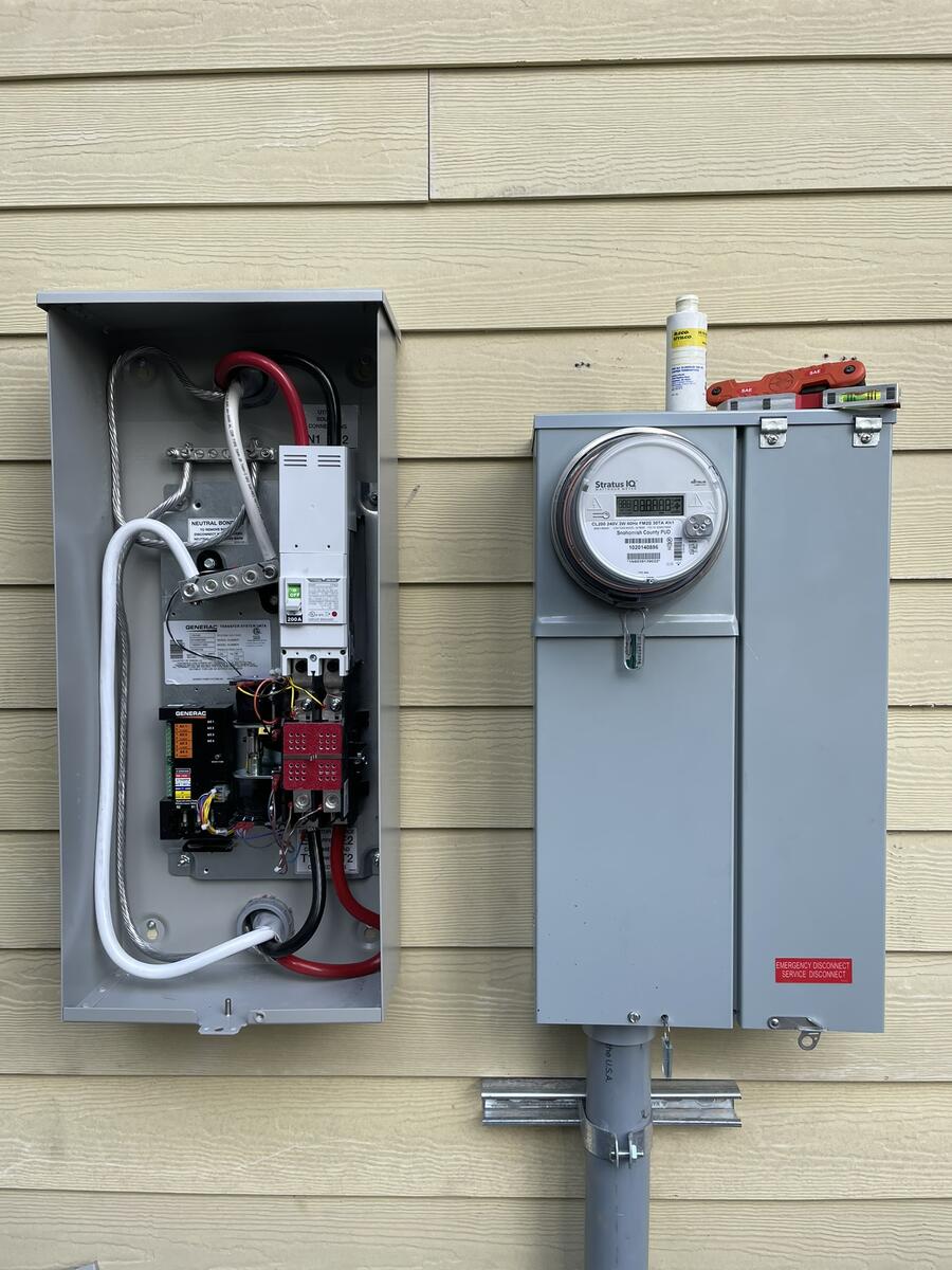 Generac standby generator installation with automatic transfer switch wiring