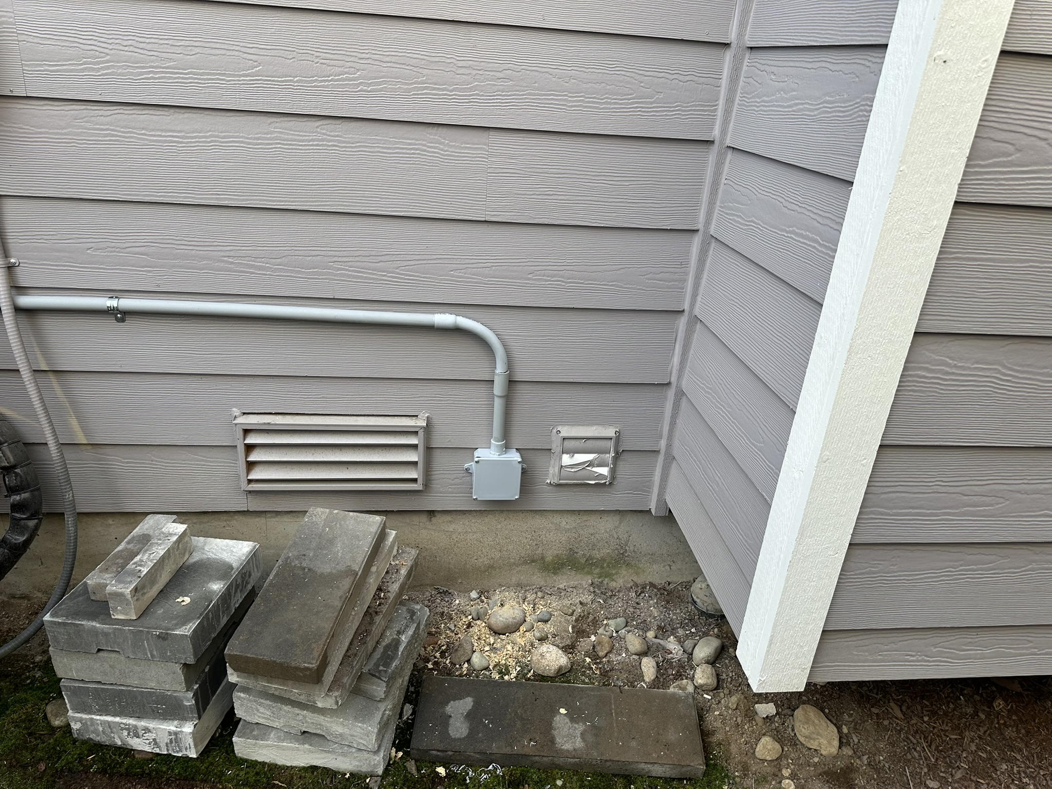 Start of the conduit run from the electrical panel