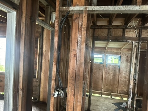 Electrical boxes installed with new wiring in the third room